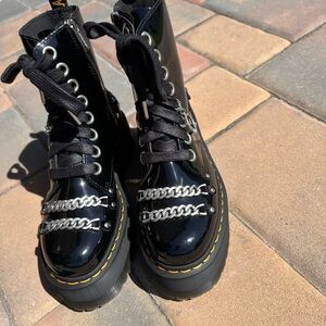 (sold) Dr. Martens Black Combat Boots with Chain Detail